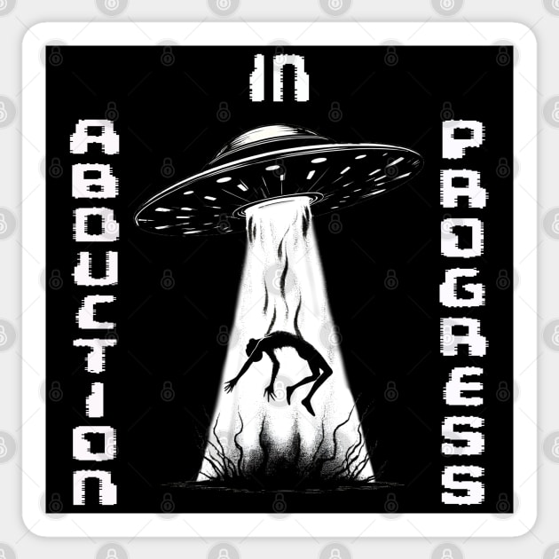 Alien UFO Abduction Silhouette Sticker by MetalByte